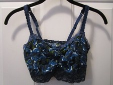 SOMA ALLOVER LACE BRALETTE BRA IN POETIC FLORAL BLUE SIZE MEDIUM NEW