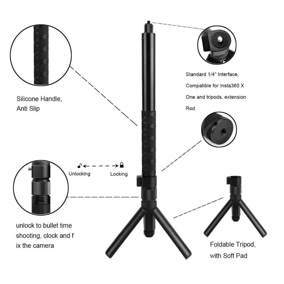 Bullet Time Bundle Handle Tripod Hidden Selfie Stick for Insta360 One X X2 X3 X4 - Image 3 of 4