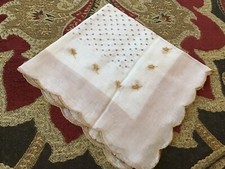 Vintage Tan Polka Dot Embroidery Hankie   