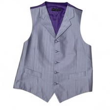Mens Vintage 1980s Lilac Purple Geometric Pattern Waistcoat UK 42 Retro