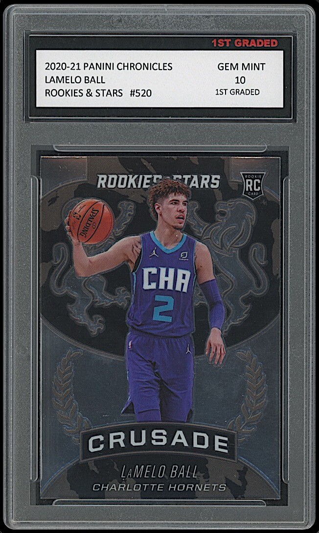 lamelo ball graded rookie card Lamelo Ball 2020 Panini Chronicles Crusade 1st Graded 10 Rookie Card  Hornets