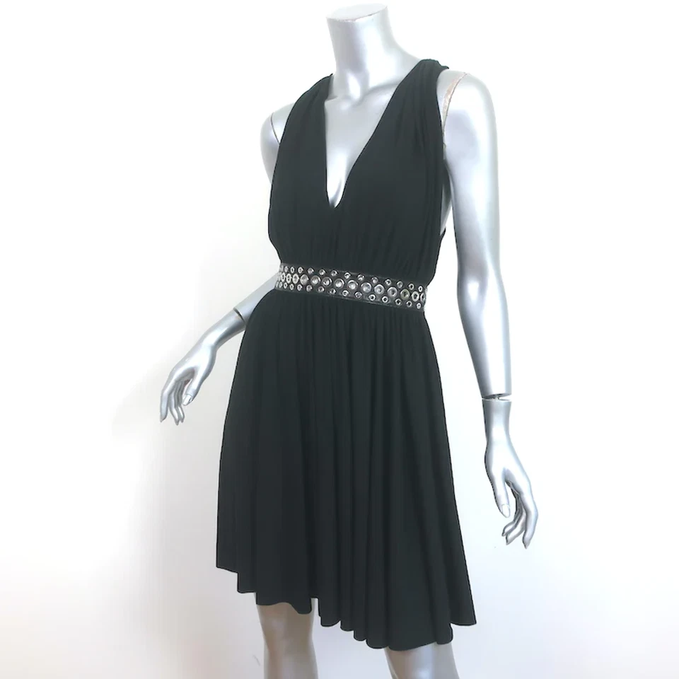 Mini Vestido Alexander Wang Negro Jersey Talla 4 Adornado con Ojal Torcido Espalda Foto 2 de 4