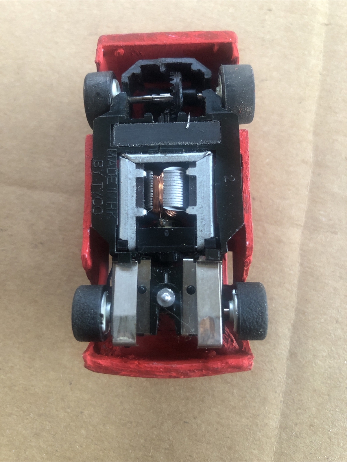 HO Tyco Slot Car 3 Maintenance Van repainted red tested and works! 4