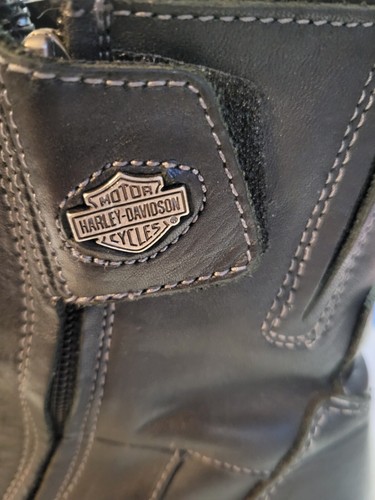 Womens Black Leather Harley Davidson Side Zip Motorcycle Boots 84425 Size 8 - Picture 5 of 8