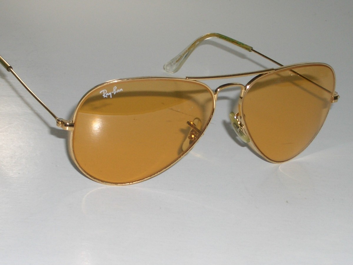 1980's 62[]14mm VINTAGE B&L RAY BAN CHANGEABLES AMBERMATIC AVIATOR
