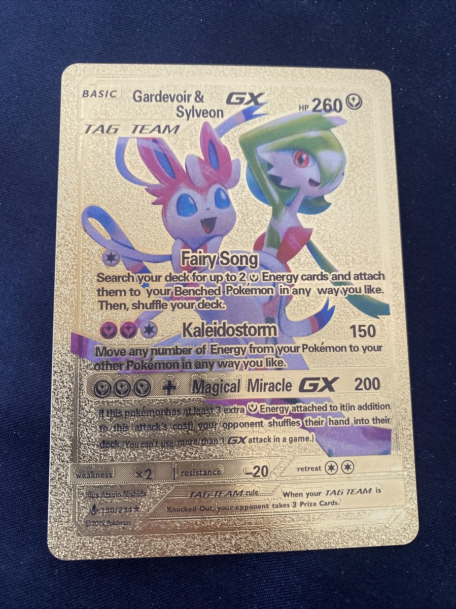 Gardevoir & Sylveon GX 130/234 TAG TEAM Pokemon Gold Foil Fan Art