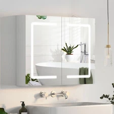 24" x 32" LED Bathroom Medicine Cabinet Lighted Large Mirror Cabinet with Socket