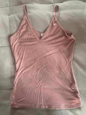 Bozzolo Women's Peach Ribbed Sleeveless V Neck Tank Top Size M