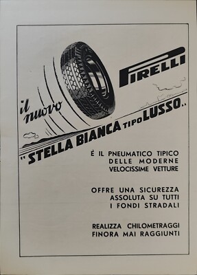 Pirelli Advertising WHITE STAR TYRE LUXURY TYPE 1 page 1935 original