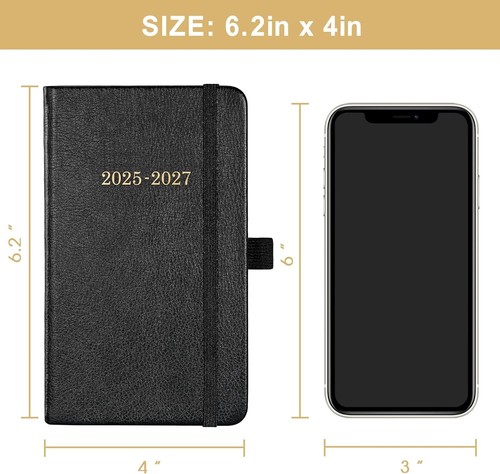 Premium Pocket Planner 2025-2027: 3-Year Monthly Calendar with Elastic Closure - Picture 9 of 10