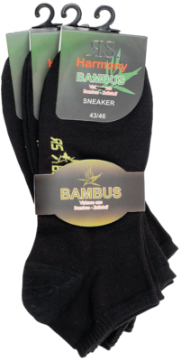9 Paar RS. Harmony 43024 BAMBUS Sneaker Socken schwarz 3 Gren | eBay.de