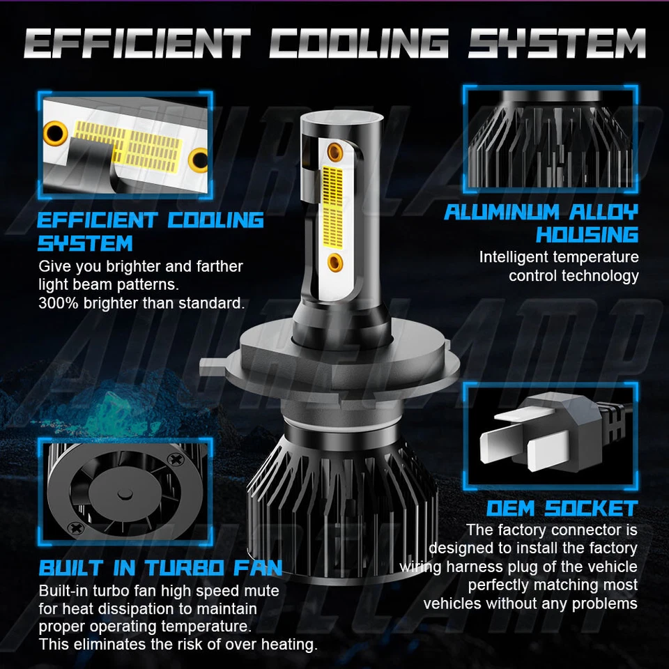 DOT Approved 7" inch Round Led Headlight High-Low Beam for Chevy II/Nova 1969-79 - Image 4 of 4