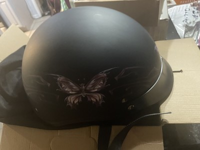 VCAN V5 Cruiser Intricate Butterfly Motorcycle Half Helmet DOT 3 Size Large