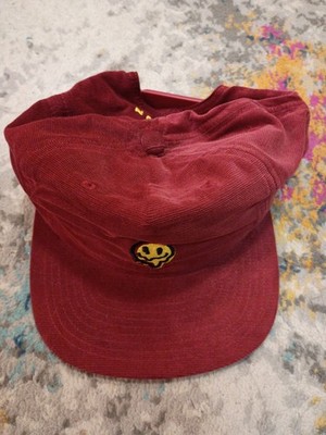 Brixton Snapback Hat Red Burgundy Melt Logo Smile Adjustable