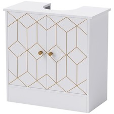 HOMCOM Bathroom Under Sink Cabinet for Basin with or without Pedestal White