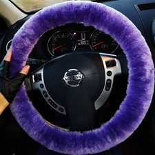 Fuzzy Sheepskin Steering Wheel Cover Anti-slip Protector For 35-41cm Wheels