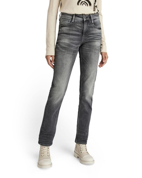 G-Star Damen Jeans Noxer High Straight Wmn Vintage Basalt Destroyed Grau W24 L30-image