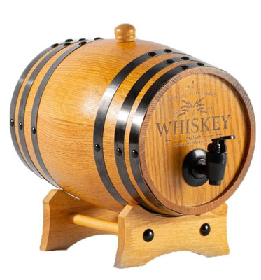 Vintage Inspired Wood Whiskey Barrel Keg Drink Dispenser with Stand Holds 101 oz