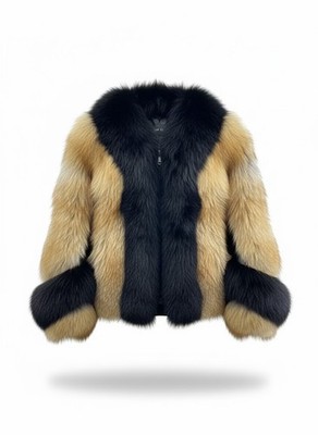 Women s Luxury Black&Brown Real Fox Fur Jacket Premium Extreme Winter Fur Coat