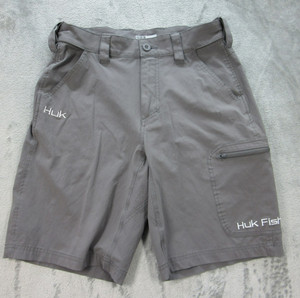 Huk Fishing Shorts Men's Small Performance Gray Zip Pockets Outdoor