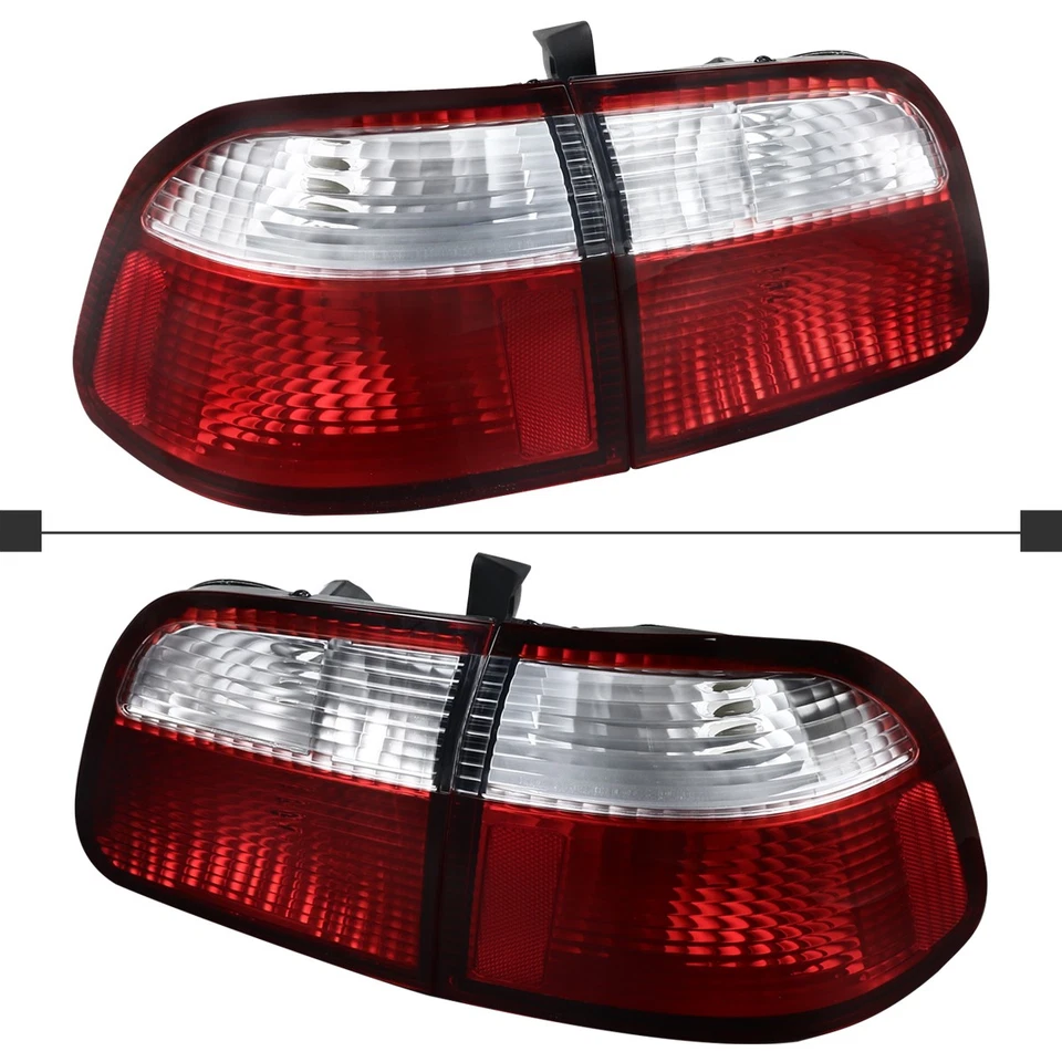 Red/Clear Tail Lights Fits 1999-2000 Honda Civic EK 4Dr Sedan Brake Lamps 99-00 Foto 3 de 4