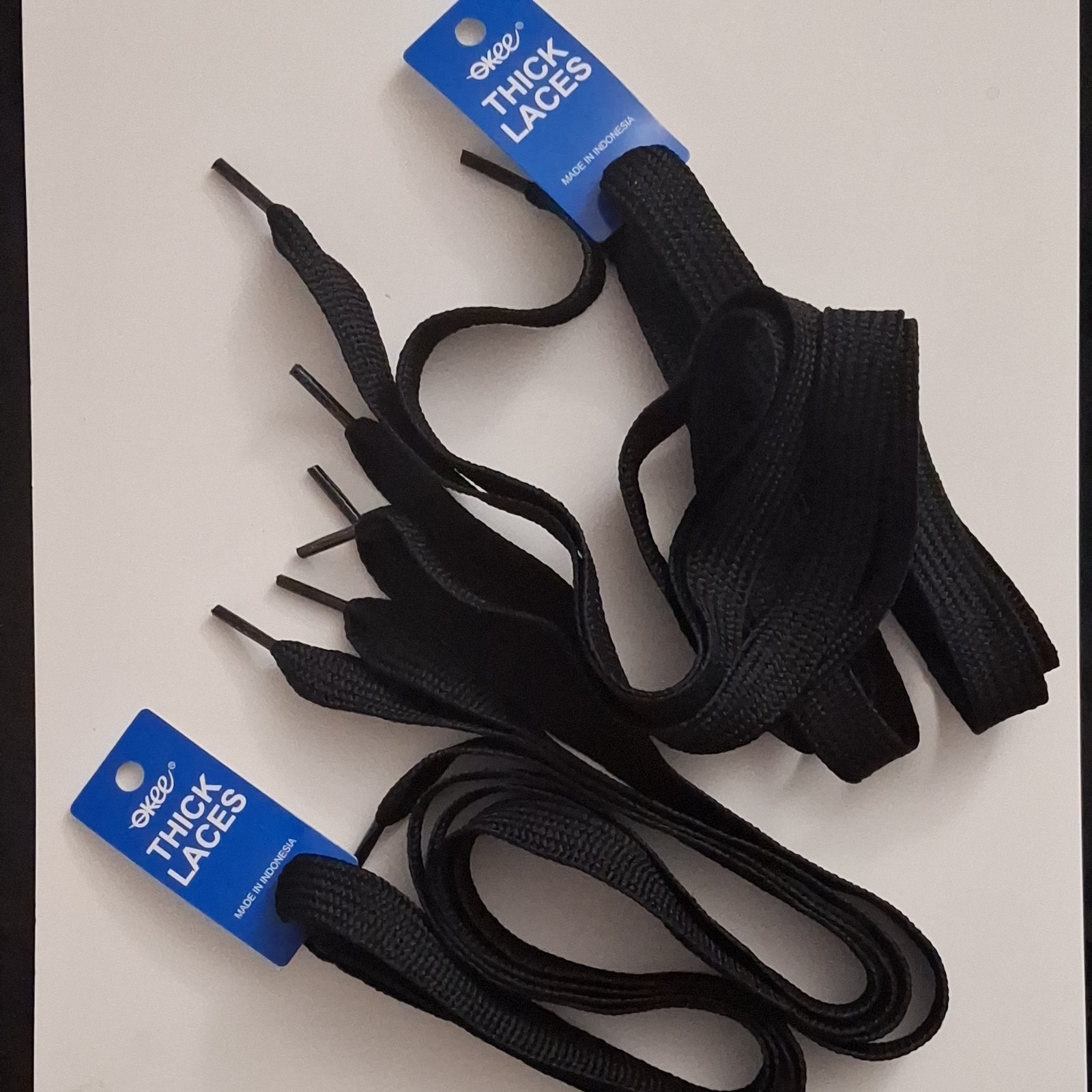 2 PAIRS of BLACK Fat Wide Thick Laces for Shoes and Sneakers Converse Adidas New thumbnail 2