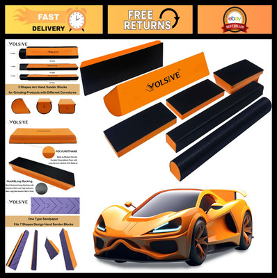 7pcs Hand Sanding Block Set - Rectangle Hook & Loop Pads for Auto Body Polishing