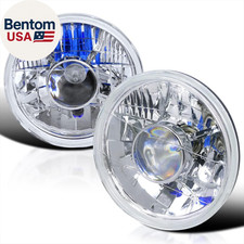 7 Inch round Chrome Halogen Projector Headlights Compatible with Most Vehicles E