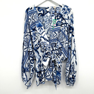 River Island Kimono Top Shirt Size 18 Baroque Tile Print Artsy Statement New