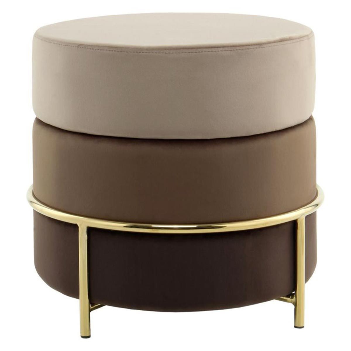 Pouf velours marron rond Matilda 48cm siège appoint salon moderne