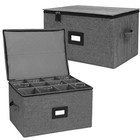 Wine Glass Storage Box 2 Pack, Stemware Storage Containers Cases, Glassware S...