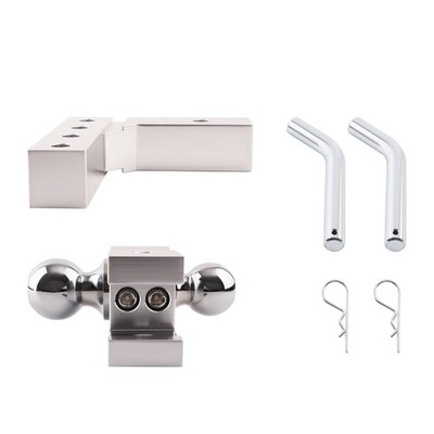 6'' Adjustable Trailer Drop Hitch 2'' Receiver Two-Balls 2'' and 2-5/16'' + Lock