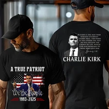 Charlie Kirk Shirt, True Patriot 1993-2025 Rip Memorial American Flag side Shirt