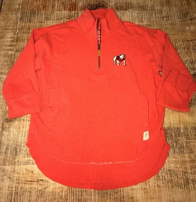 Brand New Pressbox Georgia Bulldogs Women s Medium 1/4 Zip Pullover With Pockets