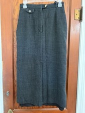 Vintage Wool black  light blue plaid maxi skirt with button details Size: 8