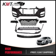 Fits 2019-2021 Hyundai Tucson Complete Front Bumper Cover Grille Skid Plate Set