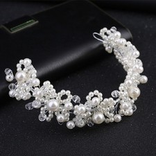 Prom Hair Accessories Bridal Wedding Headband Women Pearl Headdress Crystal
