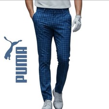 Puma Pants Dry Cell Men  s Golf Blue Plaid Tech Performance Sz 38x32