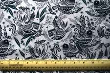 1/4 yard 100% cotton fabric Jo Ann Fabrics Dark Green Embellished Birds Vines