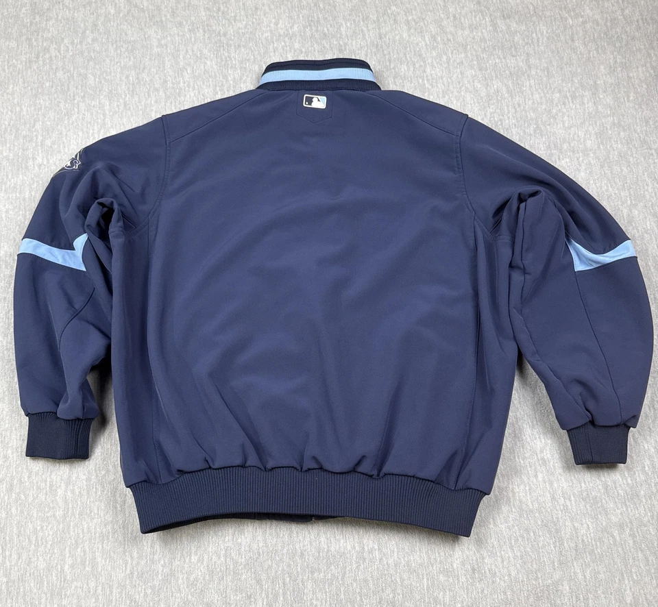 Tampa Bay Rays Jacket Mens XL Navy MLB Baseball Full Zip Therma Base Majestic - Image 2 of 4