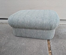 Vintage 90s Drexel Heritage Rolling Retro Footstool Ottoman with Brass Casters