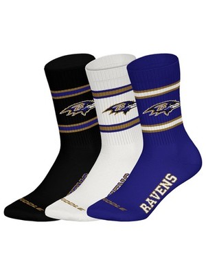 Huddle Unisex Freizeitsocken Baltimore Ravens Crew 3-Pack Sportsocken NFL Fanwe