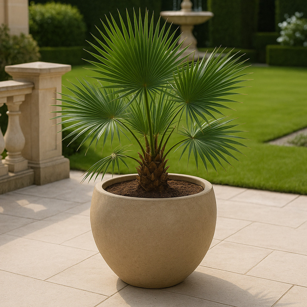 32cm Rustic Egg Planter/Plant Pot Round Stone Finish Outdoor Stonelite/Fibreclay