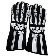 RJS Racing Equipment Men's Single Layer Skeleton Gloves(White, Large), 1 Pack 