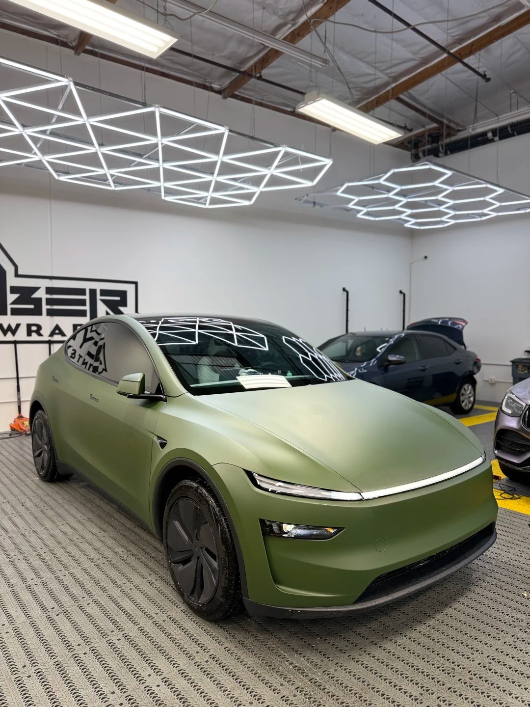 Matte Military Green For Tesla Model Y 2025 DIY PET PreCut Paint Protection Film