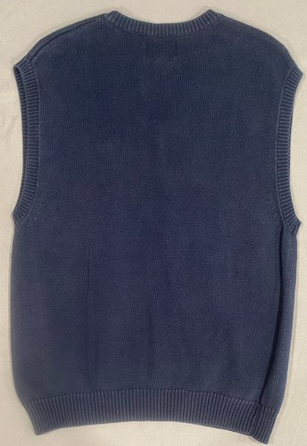 Port Authority Men Sweater Vest L Blue Cotton On Tour VNeck Sleeveless Genentech - Picture 4 of 7