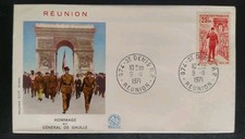 ENVELOPPE PREMIER JOUR TIMBRE N° 1697 HOMMAGE AU GÉNÉRAL DE  GAULLE RÉUNION 1971