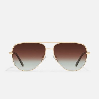 Quay Australia High Key Sunglasses Gold Frame / Brown Fade Polarized Lens 56mm