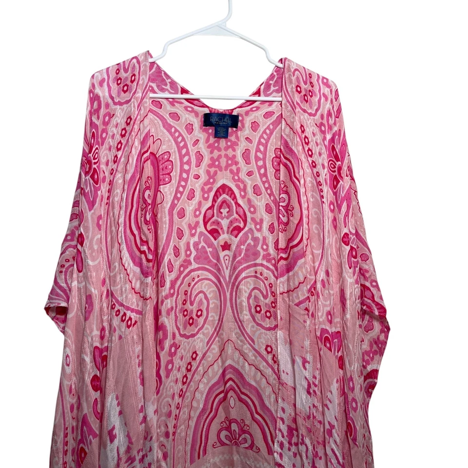 Rachel Roy Kimono Para Mujer Talla Única Rosa Transparente Abierto Encubrimiento Largo Boho Foto 2 de 4