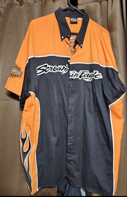 Vintage harley davidson screaming eagle button Garage Mechanics shirt